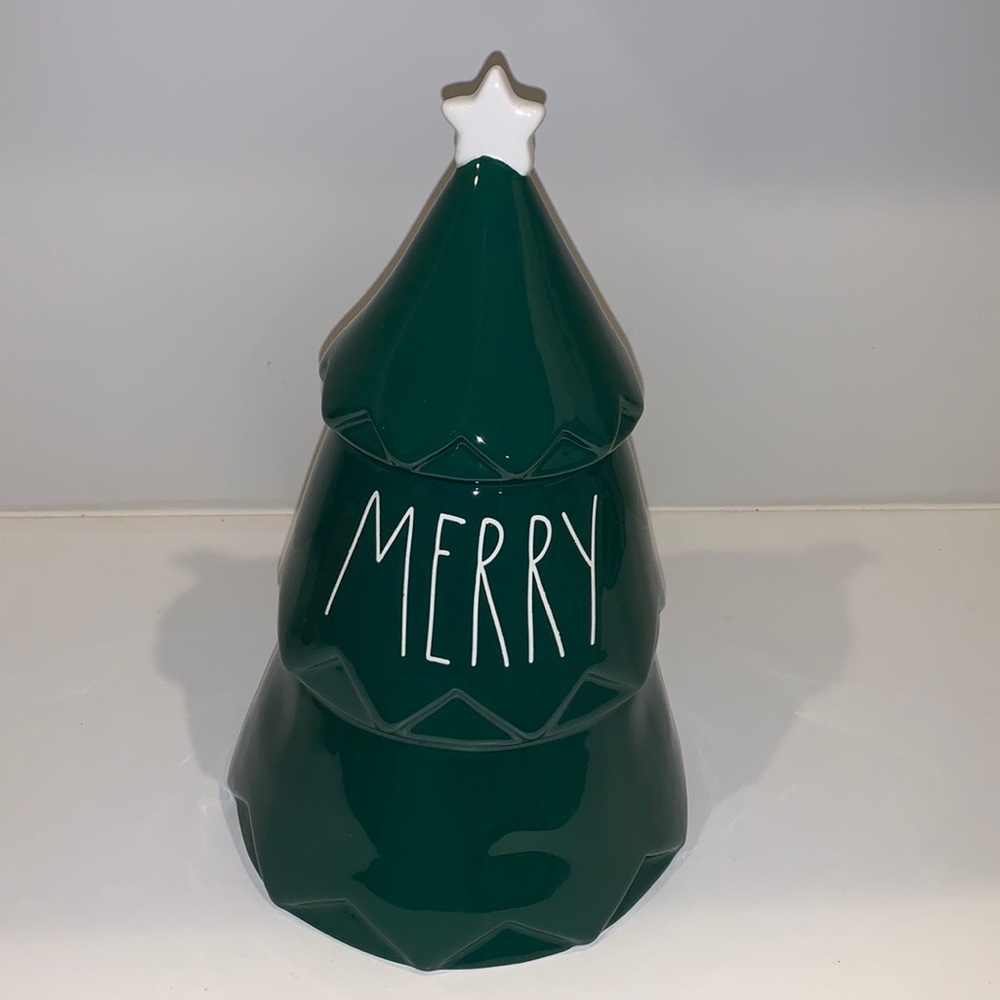 Rae Dunn by Magenta “MERRY” Green‎ Christmas Tree Canister